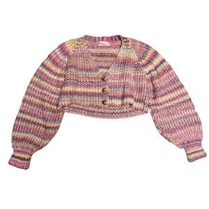 Urban Outfitters Cropped Rainbow Stripes Cardigan Size XS